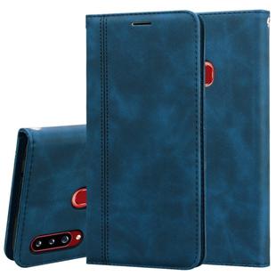 For Samsung Galaxy A20s Frosted Business Magnetic Horizontal Flip PU Leather Case with Holder & Card Slot & Lanyard(Blue)