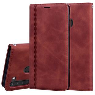 For Samsung Galaxy A21 Frosted Business Magnetic Horizontal Flip PU Leather Case with Holder & Card Slot & Lanyard(Brown)