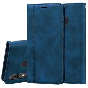 For Samsung Galaxy A30/A20 Frosted Business Magnetic Horizontal Flip PU Leather Case with Holder & Card Slot & Lanyard(Blue)