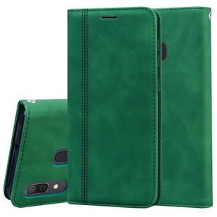 For Samsung Galaxy A30/A20 Frosted Business Magnetic Horizontal Flip PU Leather Case with Holder & Card Slot & Lanyard(Green)