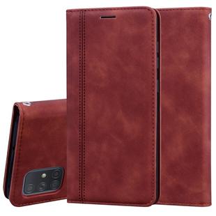 For Samsung Galaxy A71 Frosted Business Magnetic Horizontal Flip PU Leather Case with Holder & Card Slot & Lanyard(Brown)