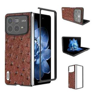 For Xiaomi Mix Fold 4 ABEEL Genuine Leather Ostrich Texture Phone Case(Coffee)