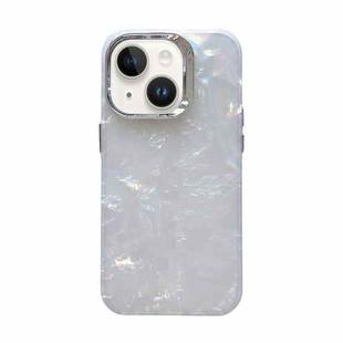 For iPhone 15 Plus Gradient Shell Texture TPU + Acrylic IMD Phone Case(Silver)