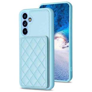 For Samsung Galaxy A14 4G / 5G BF25 Square Plaid Card Bag Holder Phone Case(Blue)