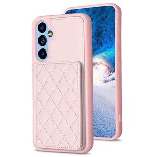 For Samsung Galaxy A54 5G BF25 Square Plaid Card Bag Holder Phone Case(Pink)