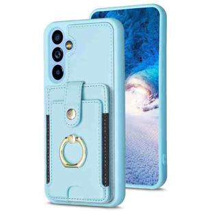 For Samsung Galaxy A14 4G / 5G BF27 Metal Ring Card Bag Holder Phone Case(Blue)