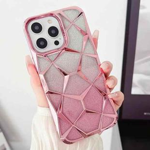 For iPhone 14 Gradient Glitter Water Cube Electroplating TPU Phone Case(Pink)