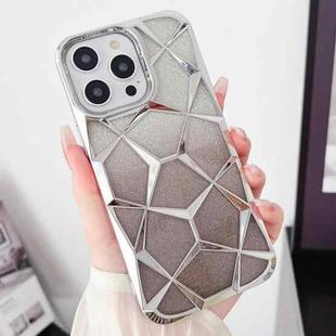 For iPhone 14 Pro Gradient Glitter Water Cube Electroplating TPU Phone Case(Silver)