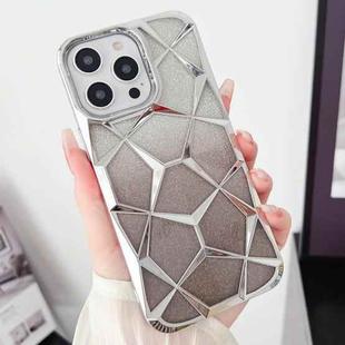 For iPhone 14 Pro Max Gradient Glitter Water Cube Electroplating TPU Phone Case(Silver)