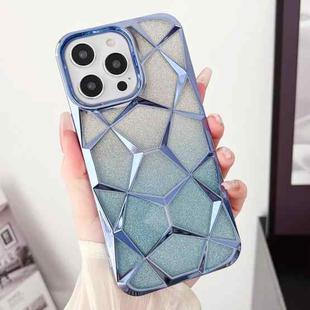 For iPhone 13 Pro Max Gradient Glitter Water Cube Electroplating TPU Phone Case(Blue)