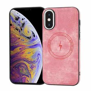 For iPhone XS Max Side PU Hybrid TPU Magsafe Phone Case(Pink)