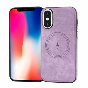 For iPhone XS /X Side PU Hybrid TPU Magsafe Phone Case(Light Purple)