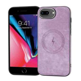 For iPhone 8 Plus / 7 Plus Side PU Hybrid TPU Magsafe Phone Case(Light Purple)