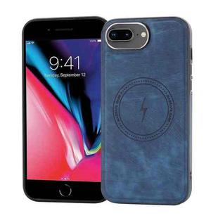 For iPhone 8 Plus / 7 Plus Side PU Hybrid TPU Magsafe Phone Case(Blue)