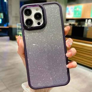 For iPhone 15 Pro Gradient Glitter Electroplating Acrylic Phone Case(Deep Purple)