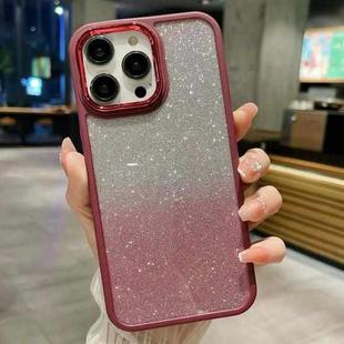 For iPhone 15 Gradient Glitter Electroplating Acrylic Phone Case(Wine Red)