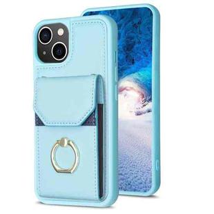 For iPhone 14 / 13 BF29 Organ Card Bag Ring Holder Phone Case(Blue)