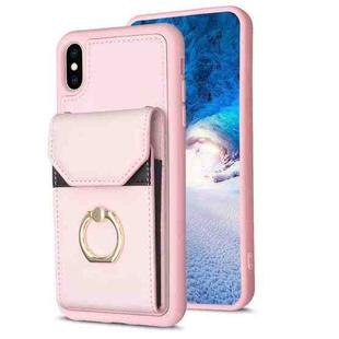 For iPhone X / XS BF29 Organ Card Bag Ring Holder Phone Case(Pink)