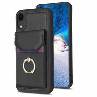 For iPhone XR BF29 Organ Card Bag Ring Holder Phone Case(Black)