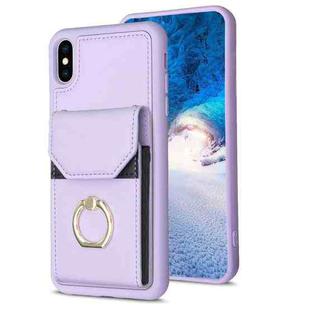 For iPhone XS Max BF29 Organ Card Bag Ring Holder Phone Case(Purple)