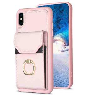 For iPhone XS Max BF29 Organ Card Bag Ring Holder Phone Case(Pink)