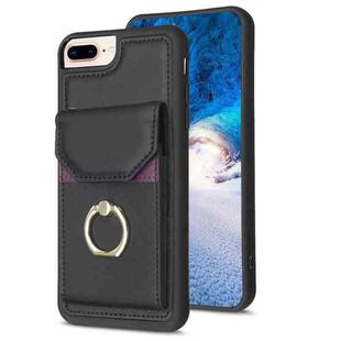 For iPhone 8 Plus / 7 Plus BF29 Organ Card Bag Ring Holder Phone Case(Black)