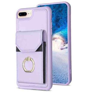For iPhone 8 Plus / 7 Plus BF29 Organ Card Bag Ring Holder Phone Case(Purple)