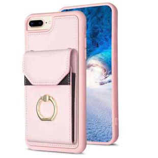 For iPhone 8 Plus / 7 Plus BF29 Organ Card Bag Ring Holder Phone Case(Pink)