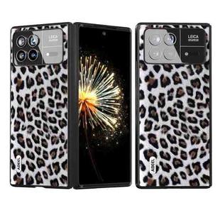 For Xiaomi Mix Fold 3 ABEEL Black Edge Leopard Phone Case(Silver Leopard)