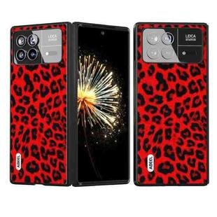 For Xiaomi Mix Fold 3 ABEEL Black Edge Leopard Phone Case(Red Leopard)