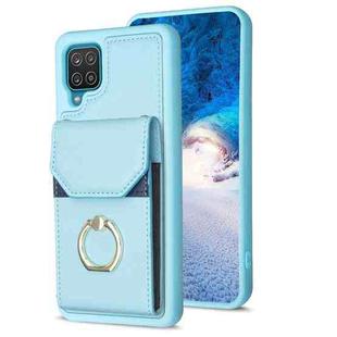 For Samsung Galaxy A12 BF29 Organ Card Bag Ring Holder Phone Case(Blue)