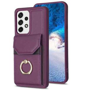 For Samsung Galaxy A13 4G/5G BF29 Organ Card Bag Ring Holder Phone Case(Dark Purple)