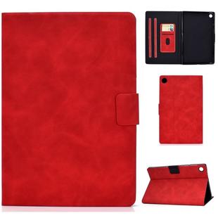 For Lenovo M10 Plus TB-X606F Cowhide Texture Horizontal Flip Leather Case with Holder & Card Slots & Sleep / Wake-up Function(Red)