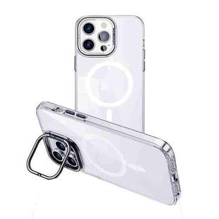 For iPhone 15 Pro MagSafe Magnetic Invisible Holder Transparent Phone Case(Silver)