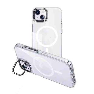 For iPhone 15 Plus MagSafe Magnetic Invisible Holder Transparent Phone Case(Silver)