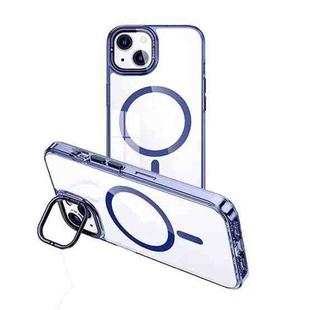 For iPhone 15 MagSafe Magnetic Invisible Holder Transparent Phone Case(Blue)