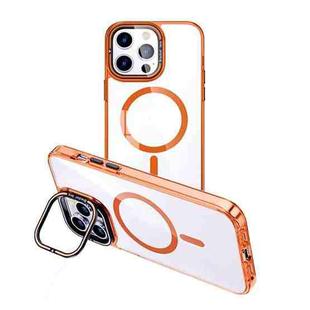 For iPhone 13 Pro Max MagSafe Magnetic Invisible Holder Transparent Phone Case(Orange)
