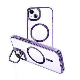 For iPhone 13 MagSafe Magnetic Invisible Holder Transparent Phone Case(Purple)