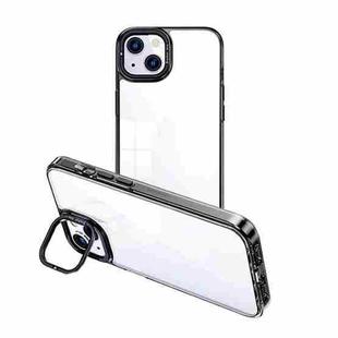 For iPhone 15 Plus Invisible Camera Holder Transparent Phone Case(Black)