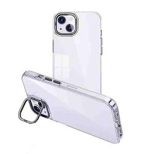 For iPhone 14 Plus Invisible Camera Holder Transparent Phone Case(Silver)