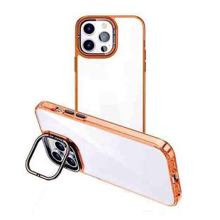 For iPhone 14 Pro Max Invisible Camera Holder Transparent Phone Case(Orange)