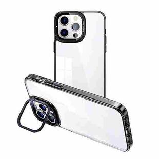 For iPhone 14 Pro Max Invisible Camera Holder Transparent Phone Case(Black)