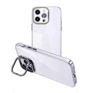 For iPhone 14 Pro Max Invisible Camera Holder Transparent Phone Case(Silver)