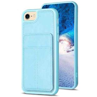 For iPhone SE 2022 / 2020 / 8 / 7 / 6 BF28 Frosted Card Bag Phone Case with Holder(Blue)