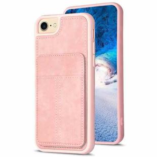 For iPhone SE 2022 / 2020 / 8 / 7 / 6 BF28 Frosted Card Bag Phone Case with Holder(Pink)