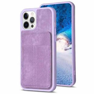 For iPhone 13 Pro Max BF28 Frosted Card Bag Phone Case with Holder(Purple)