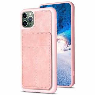 For iPhone 11 Pro Max BF28 Frosted Card Bag Phone Case with Holder(Pink)