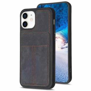 For iPhone 11 BF28 Frosted Card Bag Phone Case with Holder(Black)
