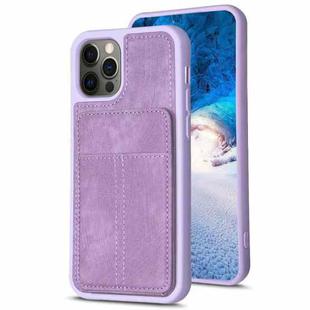 For iPhone 11 Pro BF28 Frosted Card Bag Phone Case with Holder(Purple)