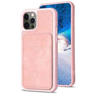 For iPhone 11 Pro BF28 Frosted Card Bag Phone Case with Holder(Pink)
